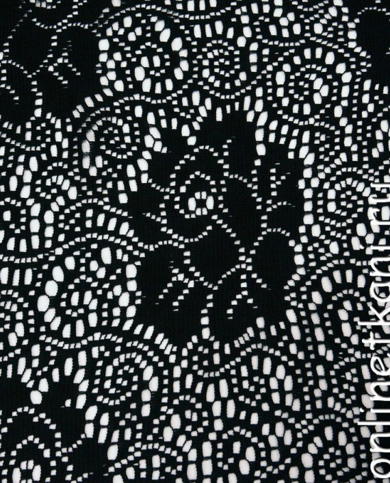 Ткань Гипюр 164 цвет черный цветочный картинка