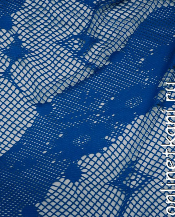 Ткань Гипюр 166 цвет синий цветочный картинка