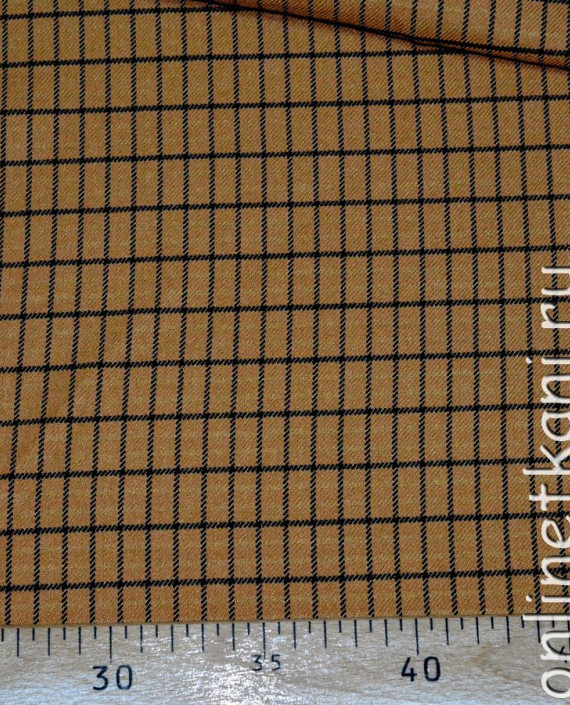 Ткань Полиэстер 0055 цвет коричневый в клетку картинка 1