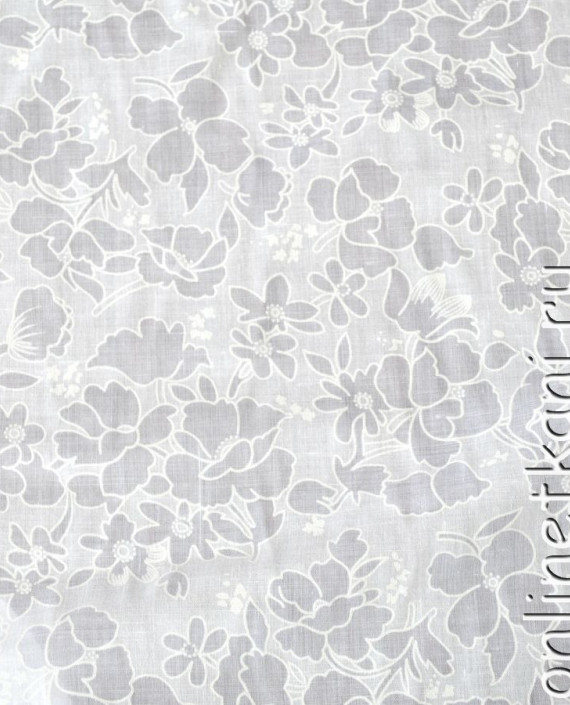 Ткань Хлопок "Белый танец" 0051 цвет белый цветочный картинка 2