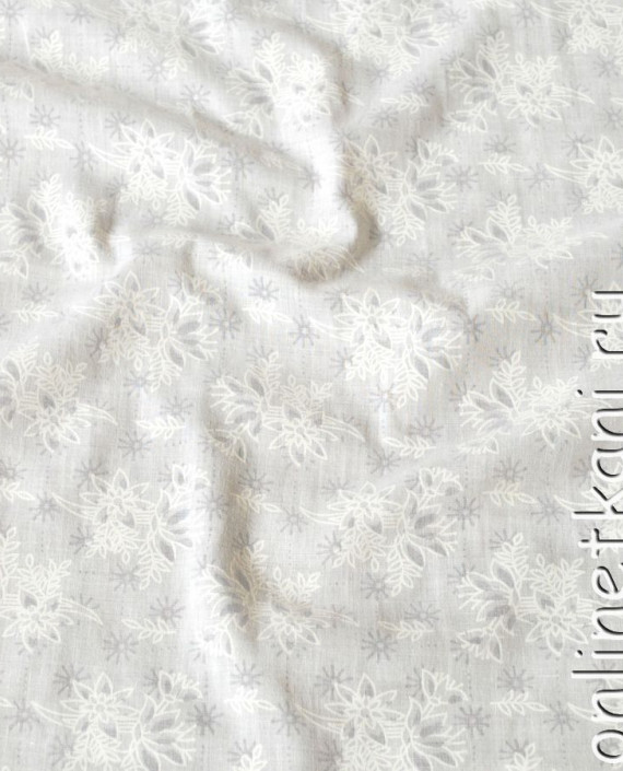 Ткань Хлопок "Нежный букет" 0053 цвет белый цветочный картинка