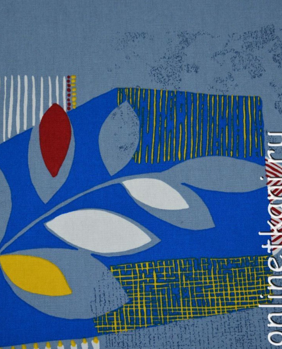 Ткань Хлопок "Абстракция" 0069 цвет синий абстрактный картинка 1
