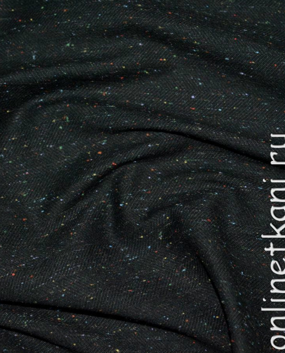 Ткань Хлопок "Звездное небо" 0072 цвет черный меланж картинка 1