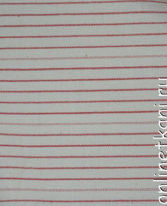 Ткань Хлопок "Красная полоса" 0103 цвет белый в полоску картинка 2