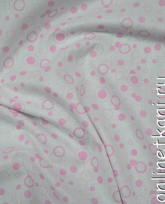 Ткань Хлопок "Розовые пузыри" 0135 цвет айвори геометрический картинка 1