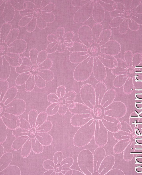 Ткань Хлопок "Шитые цветы" 0138 цвет розовый цветочный картинка