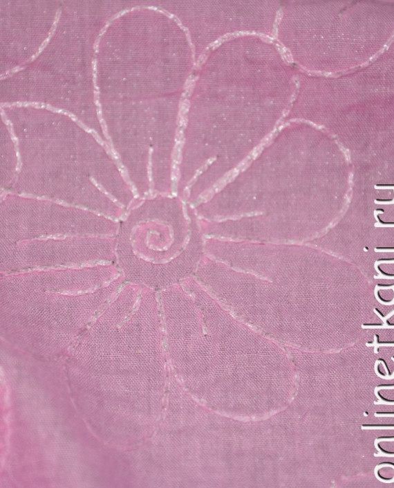 Ткань Хлопок "Шитые цветы" 0138 цвет розовый цветочный картинка 1