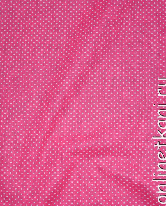 Ткань Хлопок "Белые горохи на розовом" 0145 цвет розовый в горошек картинка