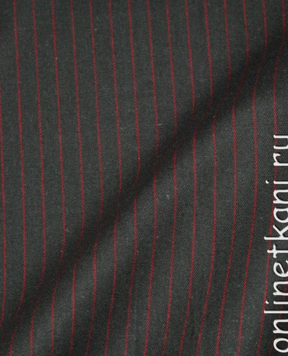 Ткань Хлопок Костюмный "Красная полоска" 0220 цвет серый в полоску картинка