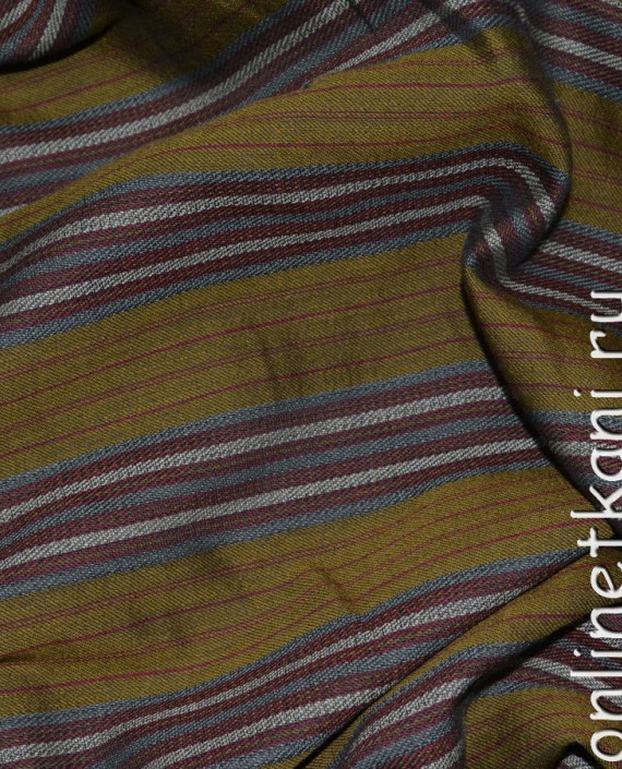 Ткань Хлопок Блузочный "Джемма" 0225 цвет хаки в полоску картинка