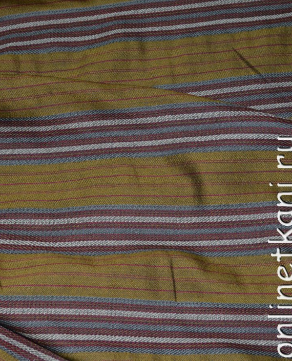 Ткань Хлопок Блузочный "Джемма" 0225 цвет хаки в полоску картинка 1