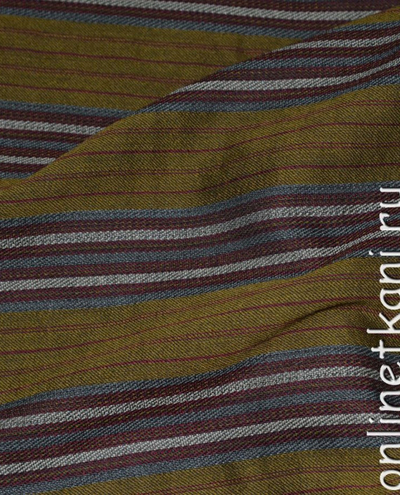 Ткань Хлопок Блузочный "Джемма" 0225 цвет хаки в полоску картинка 2