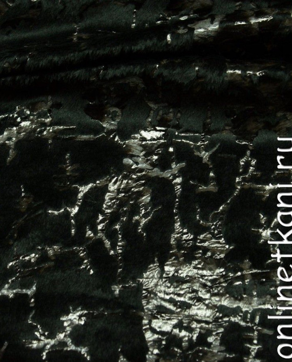 Последний отрез-2м Ткань Искусственный мех  10106 цвет черный анималистический картинка