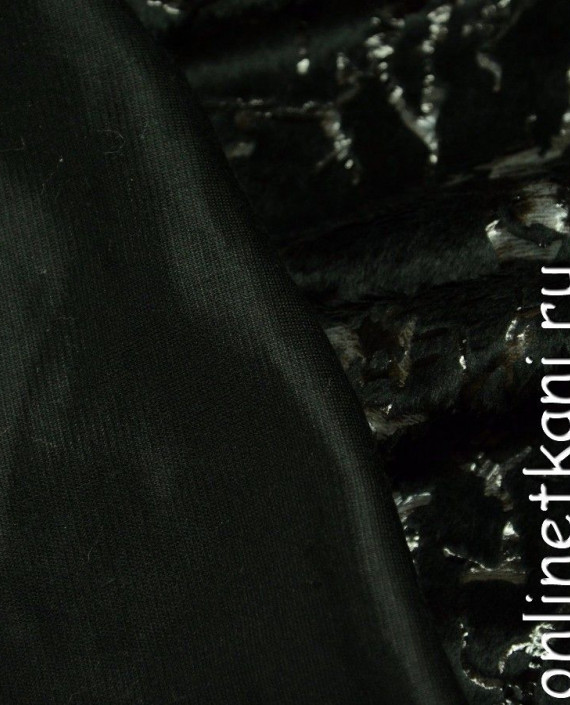 Последний отрез-2м Ткань Искусственный мех  10106 цвет черный анималистический картинка 2