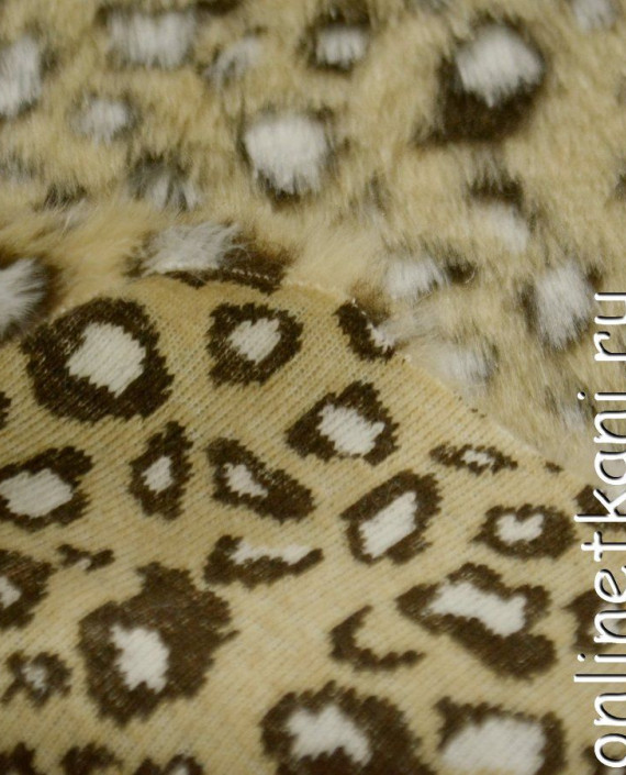 Последний отрез-1,7м Ткань Искусственный мех 10167 цвет бежевый леопардовый картинка 2