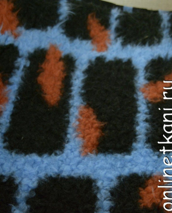 Ткань Искусственный мех 0184 цвет голубой геометрический картинка