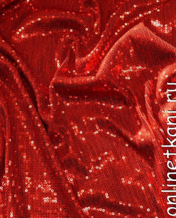 Ткань Трикотаж с пайетками 042 цвет красный картинка