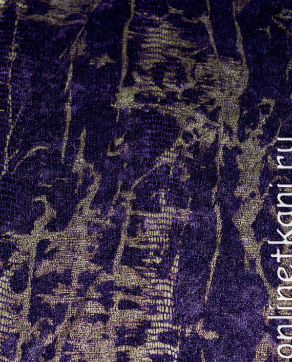Ткань Костюмная "Золотая чешуя" 0007 цвет синий абстрактный картинка 1
