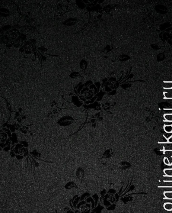 Ткань Костюмная "Черная роза" 0013 цвет серый цветочный картинка