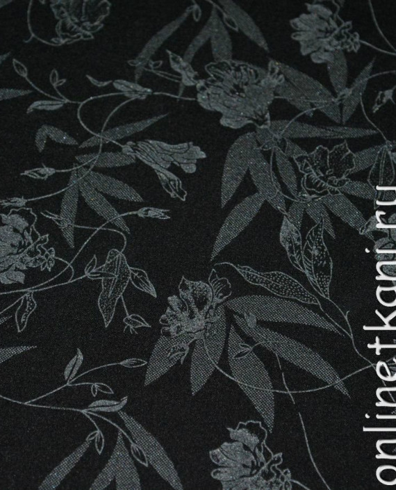 Ткань Костюмная "Вечернее цветение" 0014 цвет черный цветочный картинка