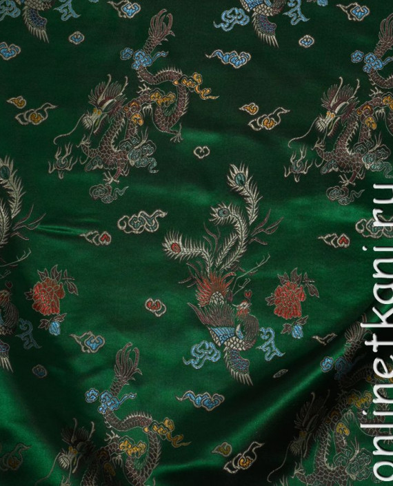 Ткань Китайский шелк "Зеленый Дракон" картинка