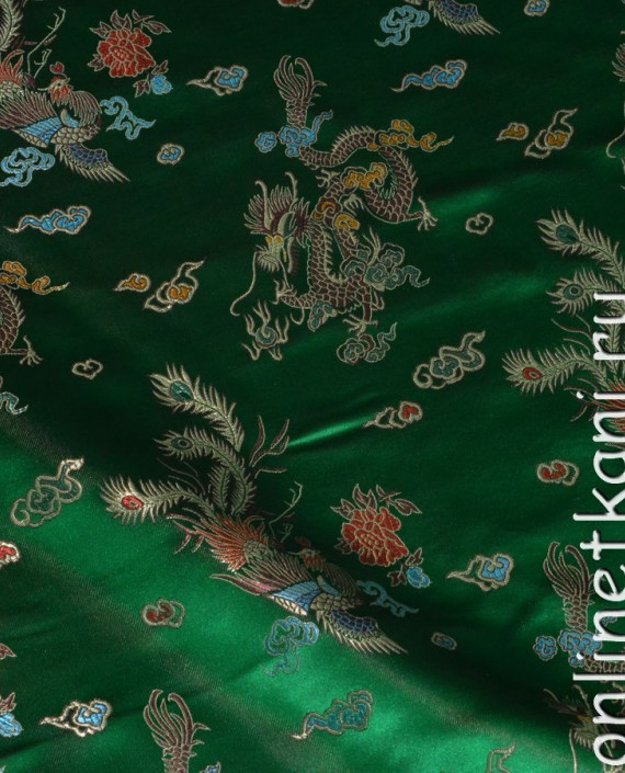 Ткань Китайский шелк "Зеленый Дракон" картинка 2