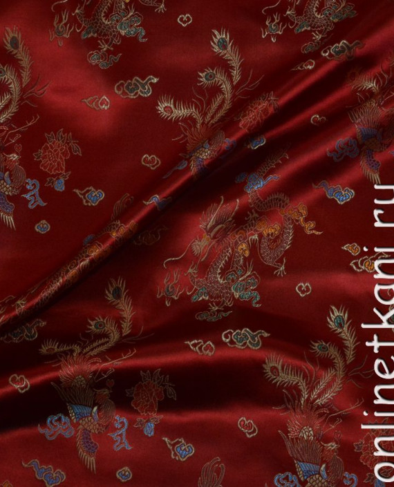 Ткань Китайский шелк "Красный Дракон"  картинка