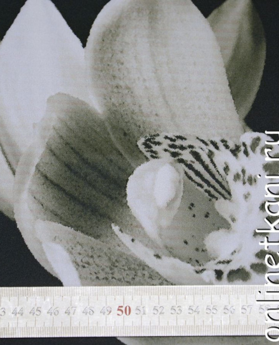 Ткань Плательная 0022 цвет серый цветочный картинка 1