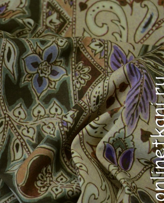 Ткань Плательная 0029 цвет бежевый цветочный картинка