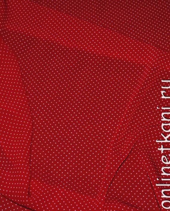Ткань Шифон "Белые горохи на красном" 0033 цвет красный в горошек картинка