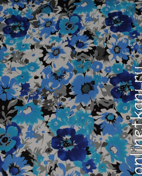 Ткань Шифон "Василек" 0034 цвет голубой цветочный картинка