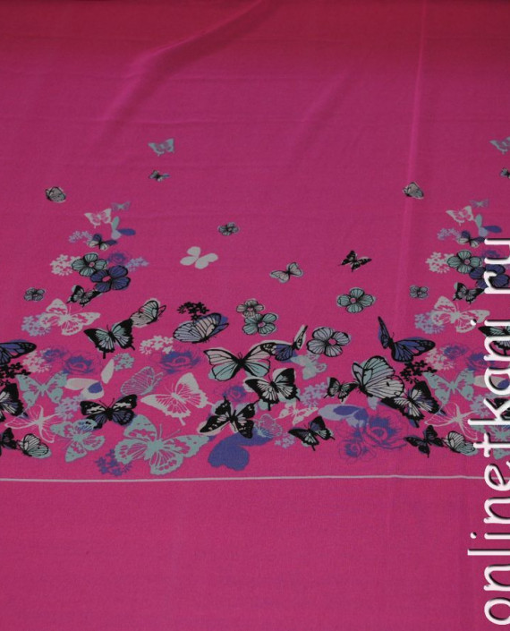 Ткань Шифон "Бабочки" 0037 цвет розовый абстрактный картинка 1