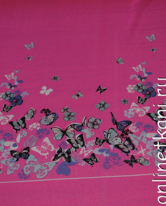 Ткань Шифон "Бабочки" 0037 цвет розовый абстрактный картинка
