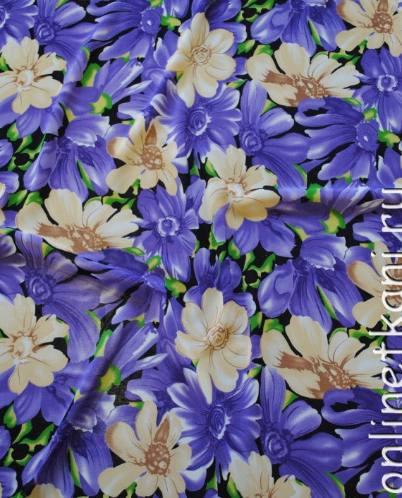 Ткань Шифон "Сиреневая нежность" 0039 цвет фиолетовый цветочный картинка 1