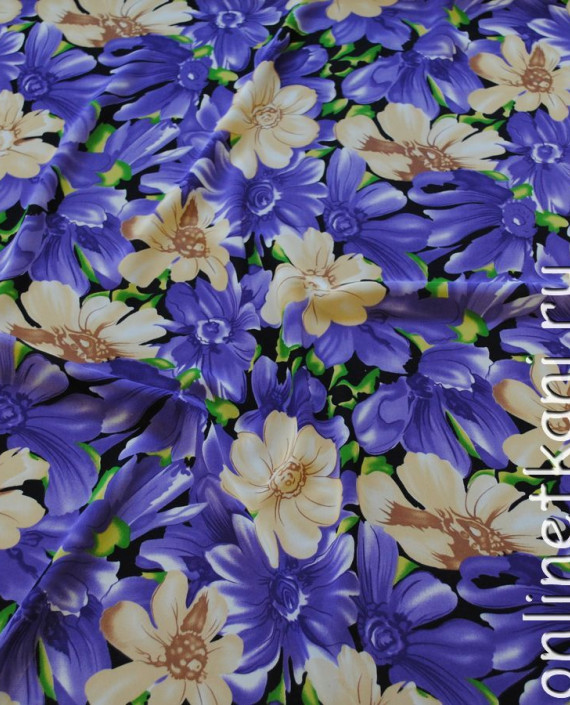 Ткань Шифон "Сиреневая нежность" 0039 цвет фиолетовый цветочный картинка 2