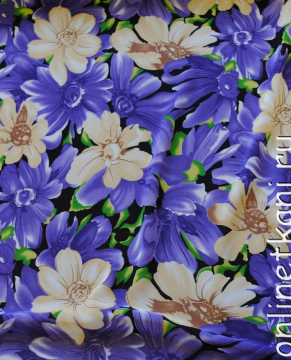 Ткань Шифон "Сиреневая нежность" 0039 цвет фиолетовый цветочный картинка 3