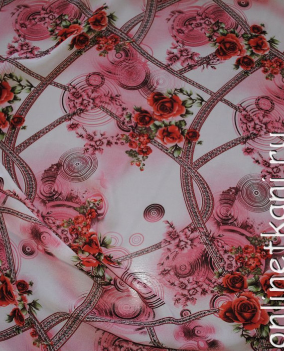 Ткань Шифон "Розы и спирали" 0040 цвет разноцветный цветочный картинка
