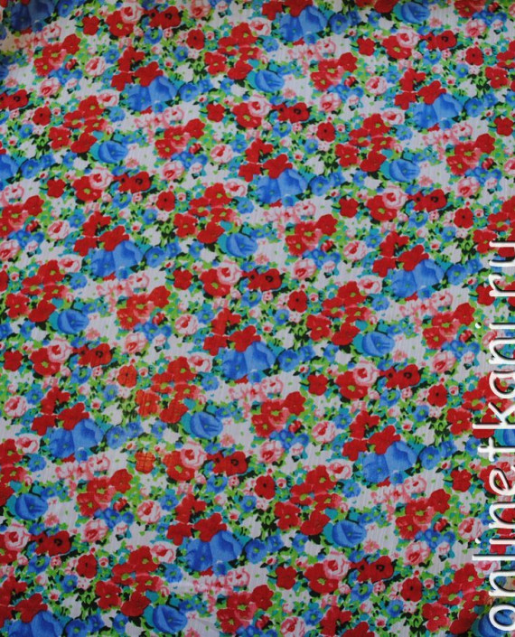 Ткань Шифон "Колокольчики и маки" 0041 цвет разноцветный цветочный картинка