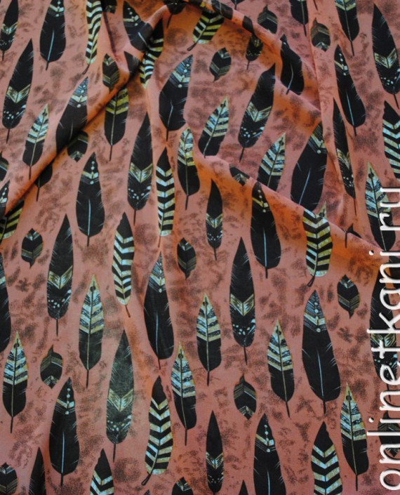 Ткань Шифон "Перья" 0042 цвет разноцветный абстрактный картинка