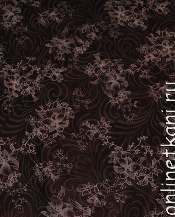 Ткань Шифон "Шоколадный" 0045 цвет коричневый цветочный картинка