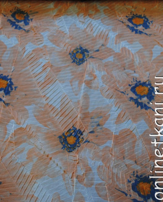 Ткань Шифон "Рифленые цветы" 0048 цвет бежевый цветочный картинка