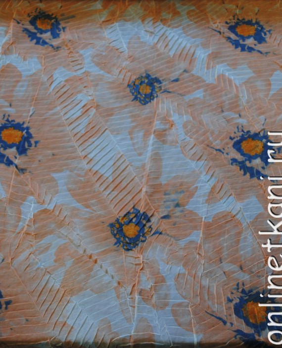 Ткань Шифон "Рифленые цветы" 0048 цвет бежевый цветочный картинка 3