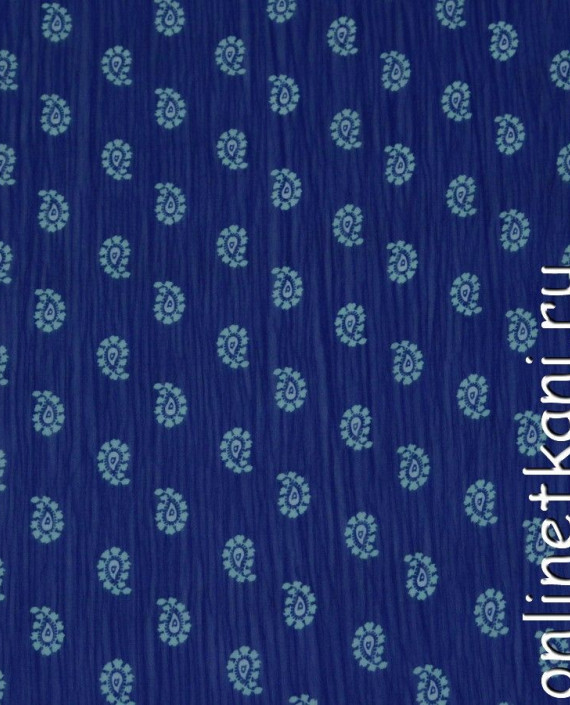 Ткань Шифон Набивной 0053 цвет синий абстрактный картинка
