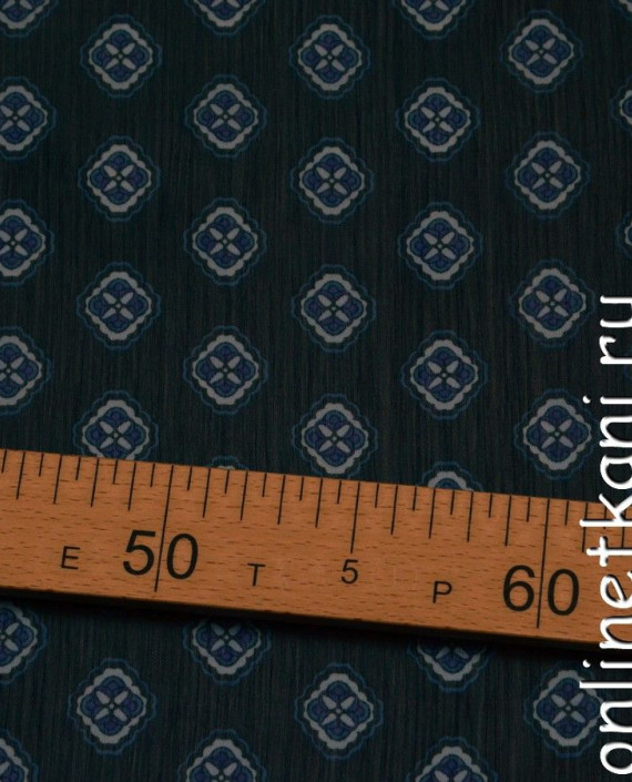 Ткань Шифон Набивной 0056 цвет синий геометрический картинка 1