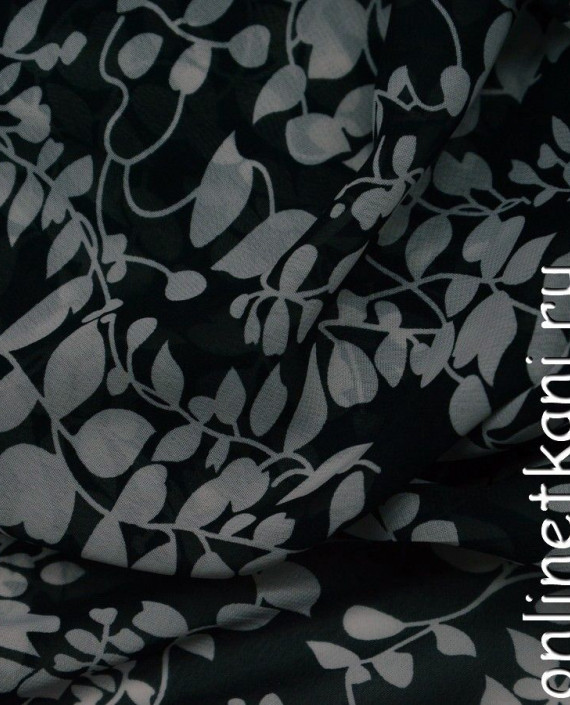 Ткань Шифон Набивной 0060 цвет черный абстрактный картинка 2