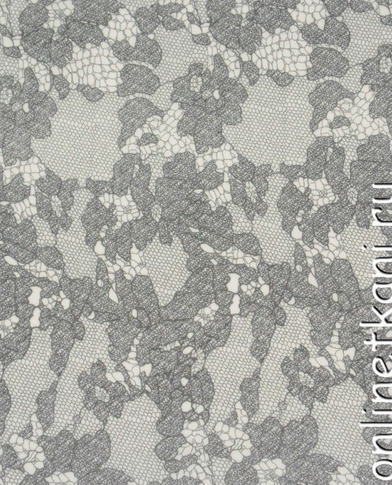 Ткань Шифон Набивной 0063 цвет серый цветочный картинка