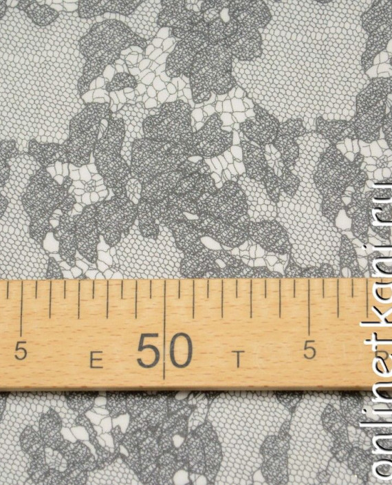 Ткань Шифон Набивной 0063 цвет серый цветочный картинка 1