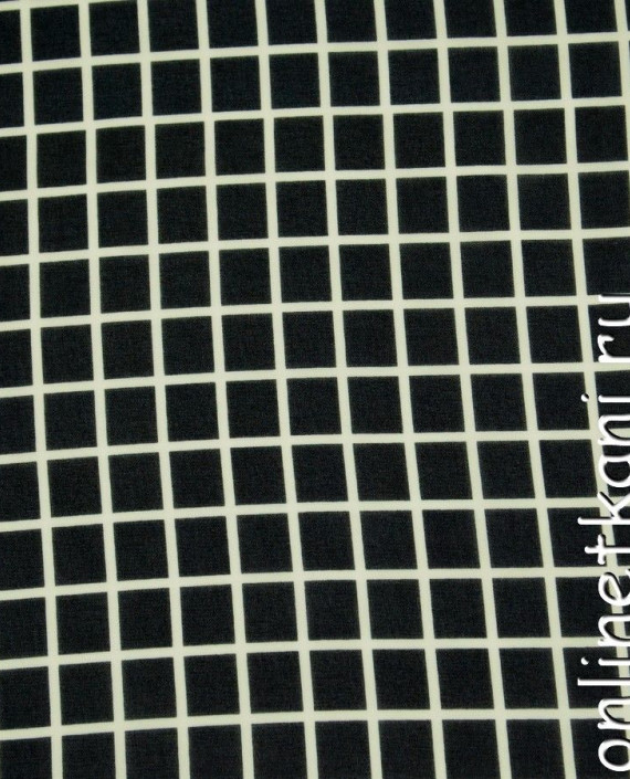 Ткань Шифон Набивной 0068 цвет черный в клетку картинка