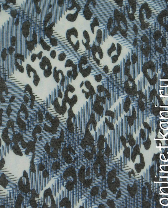 Ткань Шифон Набивной 0074 цвет синий в клетку картинка