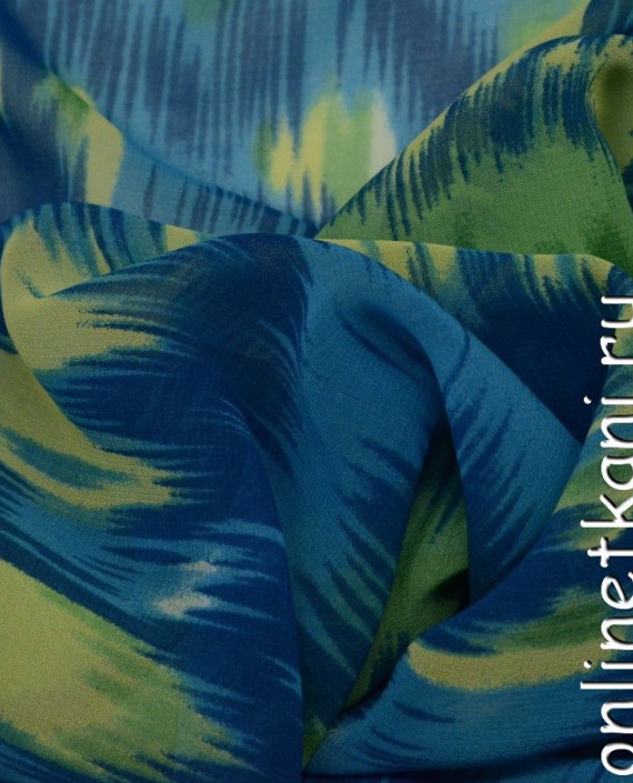 Ткань Шифон Набивной 0079 цвет голубой абстрактный картинка 2
